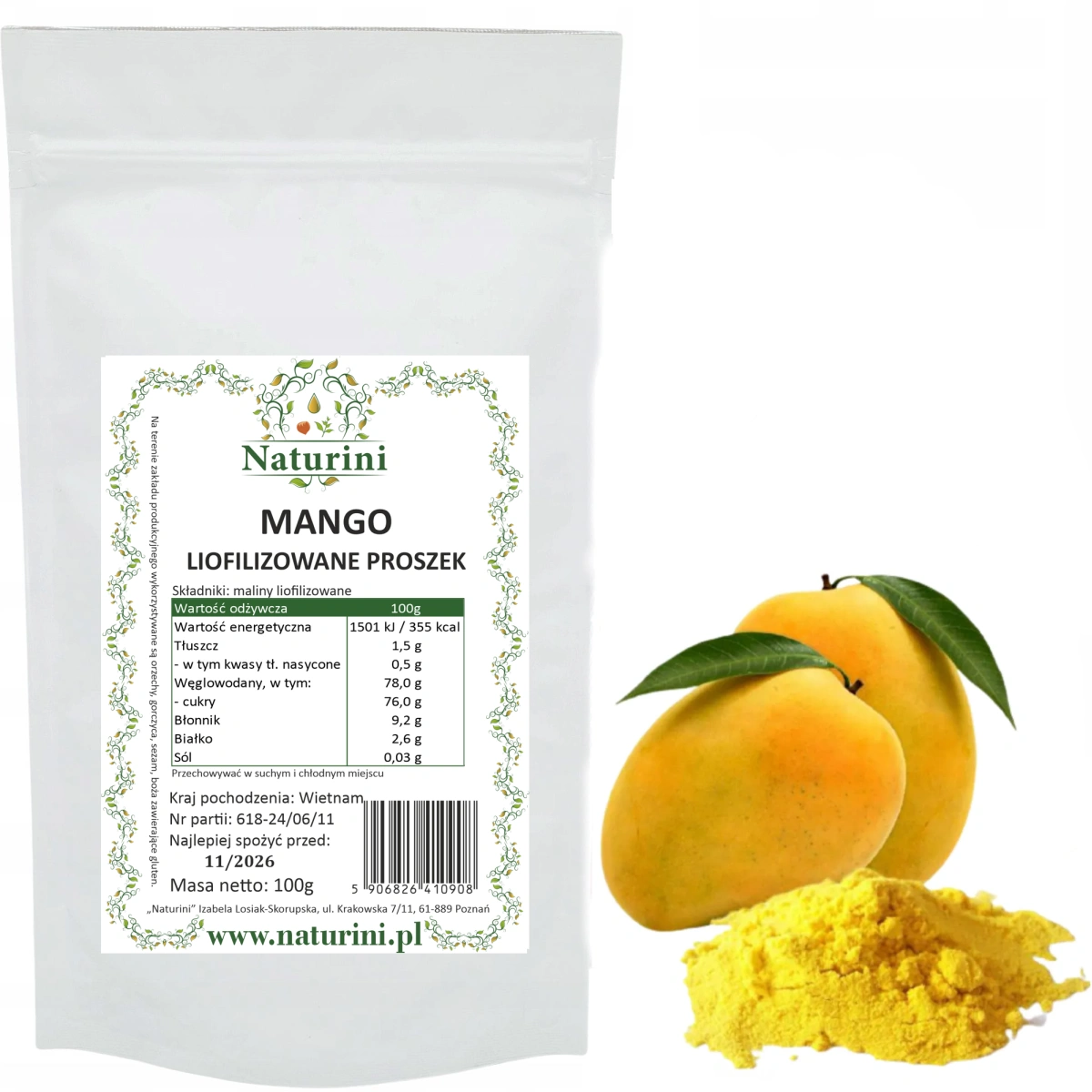 mango liofilizowane proszek Naturini